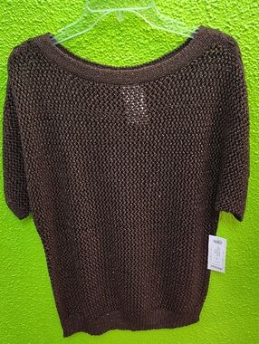 Women’s Brown Knit Short-Sleeve Sweater